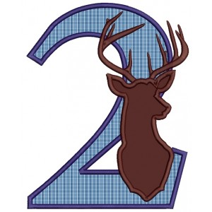 Second Birthday With Deer Hunting Applique Machine Embroidery Design Digitized Pattern
